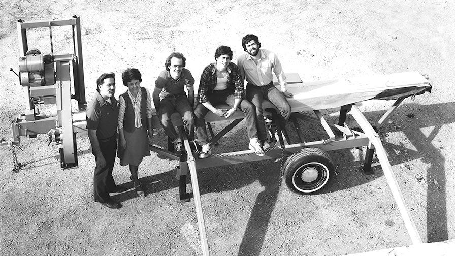 Don Laskowski (left), Co-Founder of Wood-Mizer, and his family in 1982.